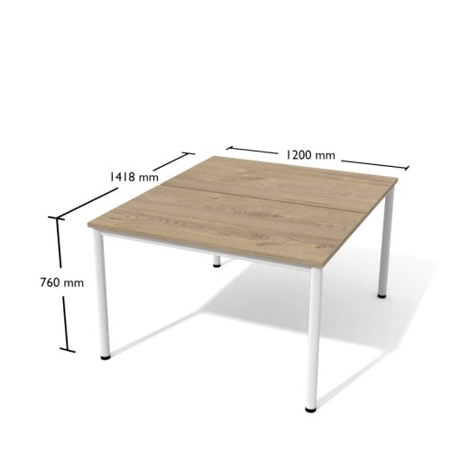 Biurko podwójne Bto10 Antrax 1200 x 1418 mm na nogach okrągłych