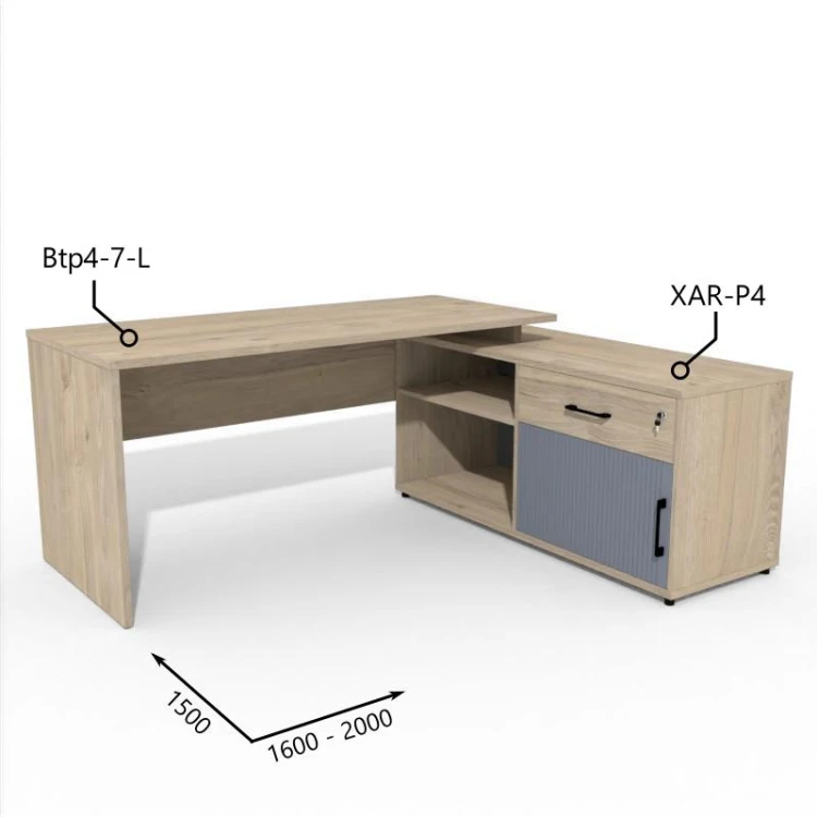 Zestaw-208-P.Zestaw mebli biurowych SIMPLEX z biurkiem płytowym 1600 mm i pomocnikiem z żaluzją - prawa strona