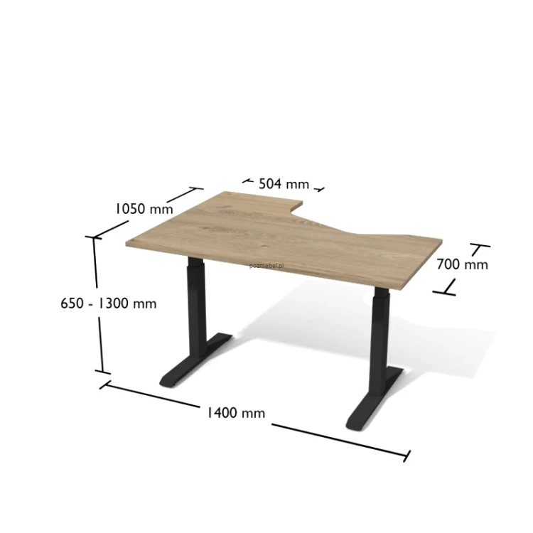 Biurko narożne elektryczne Bsev6 ANTRAX 140 x 105 cm z regulacją wysokości - lewe