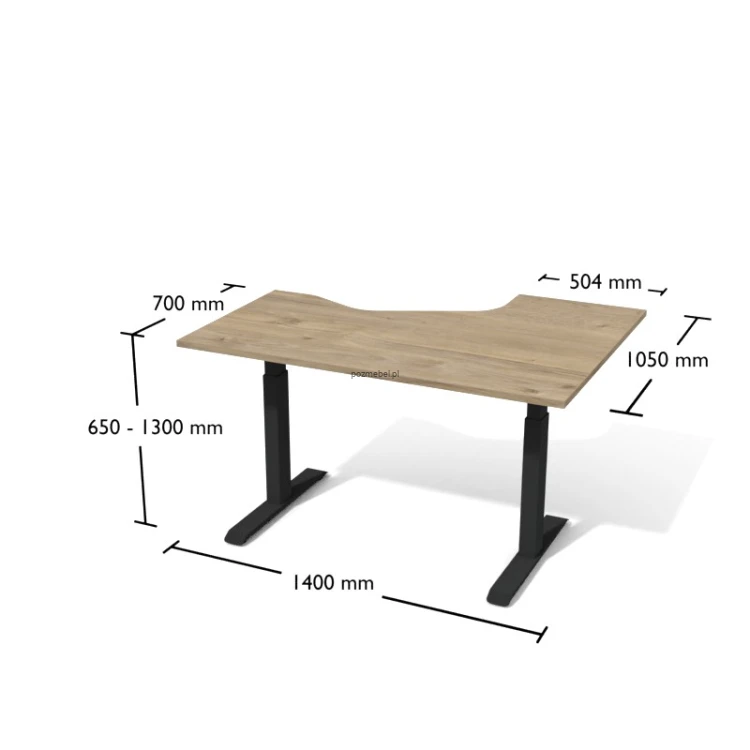 Biurko narożne elektryczne Bsev5 ANTRAX 140 x 105 cm z regulacją wysokości - prawe