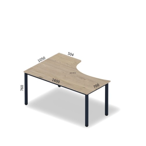 Biurko kątowe TEXAR Btk8 ANTRAX 160 x 105 cm z nogami kwadratowymi - lewa strona