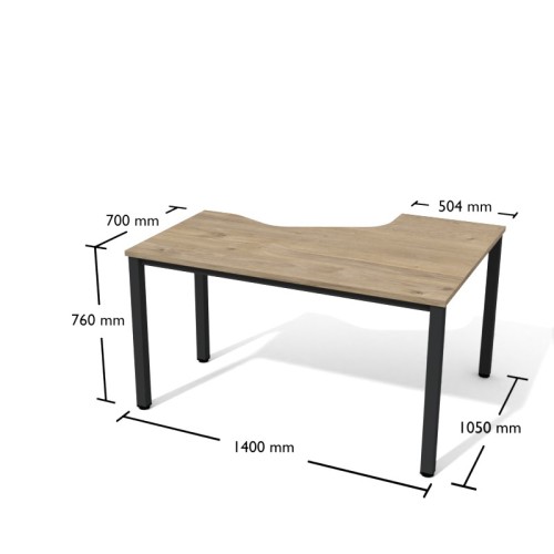 Biurko narożne TEXAR Btkv5 ANTRAX 140 x 105 cm z nogami kwadratowymi - prawa strona
