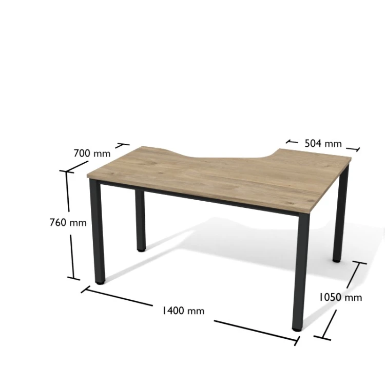 Biurko narożne TEXAR Btkv5 ANTRAX 140 x 105 cm z nogami kwadratowymi - prawa strona