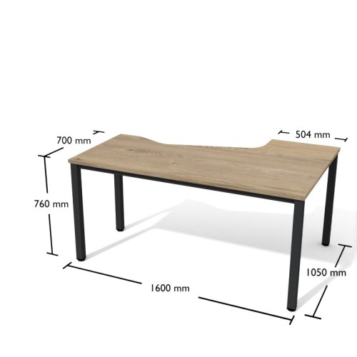 Biurko narożne TEXAR Btkv7 ANTRAX 160 x 105 cm z nogami kwadratowymi - lewa strona