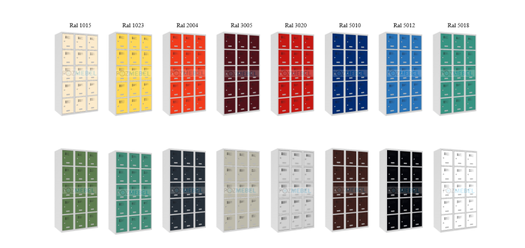 Galeria wariantów kolorystycznych szafki metalowej skrytkowej