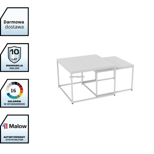 Metalowy stolik kawowy STK 1 Malow – zestaw 2 stolików 600 × 600 mm z darmowa dostawą