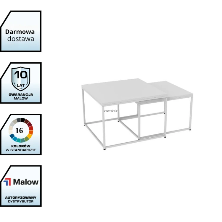 Metalowy stolik kawowy STK 1 Malow – zestaw 2 stolików 600 × 600 mm z darmowa dostawą