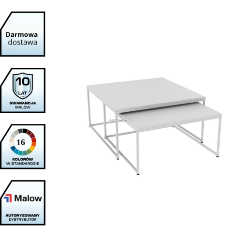 Metalowy stolik kawowy STK 2 Malow – zestaw 2 stolików 800 × 800 mm z darmowa dostawą