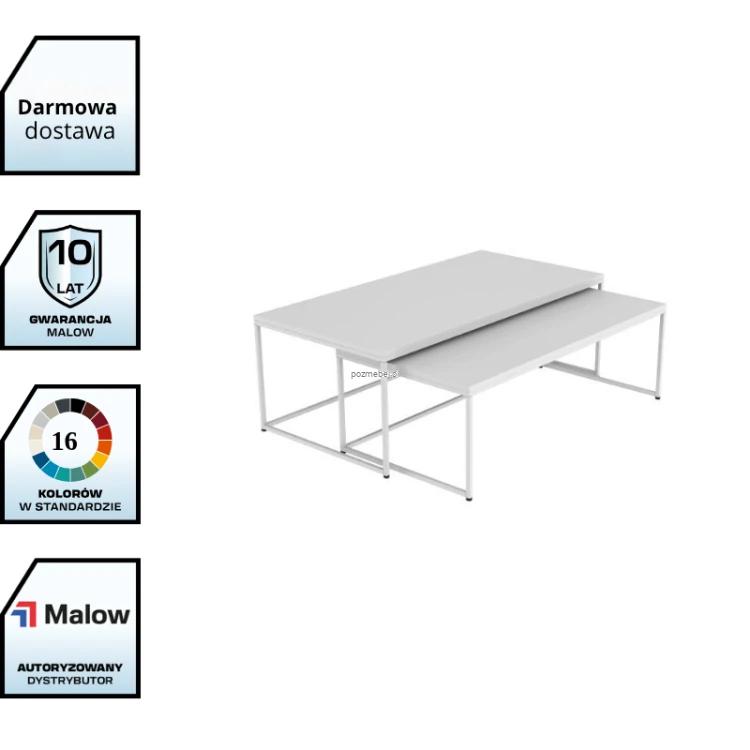 Metalowy stolik kawowy STK 3 Malow – zestaw 2 stolików 1200 × 600 mm z darmowa dostawą
