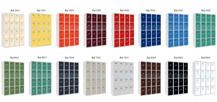 Galeria wariantów kolorystycznych szafki metalowej skrytkowej Sus 344 W