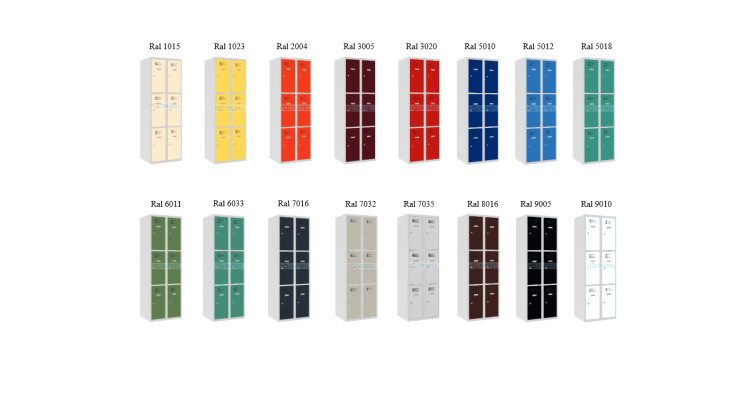 Galeria wariantów kolorystycznych szafki metalowej skrytkowej Sus 423 W