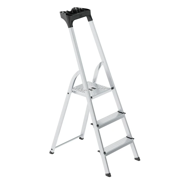 Drabina aluminiowa 3-stopniowa SMART COMPACT BS-DA3 ze zintegrowaną półką 150 kg