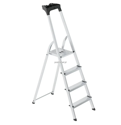 Drabina aluminiowa 4-stopniowa SMART COMPACT BS-DA4 ze zintegrowaną półką 150 kg Bayersystem
