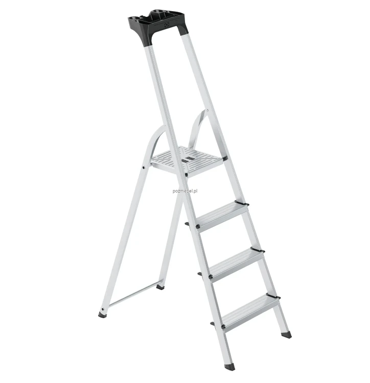 Drabina aluminiowa 4-stopniowa SMART COMPACT BS-DA4 ze zintegrowaną półką 150 kg Bayersystem