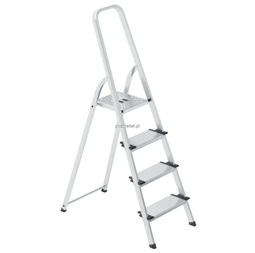 Drabina aluminiowa SMART COMFORT PLUS BS-DA4 4-stopniowa 150 kg – szerokie stopnie 13 cm