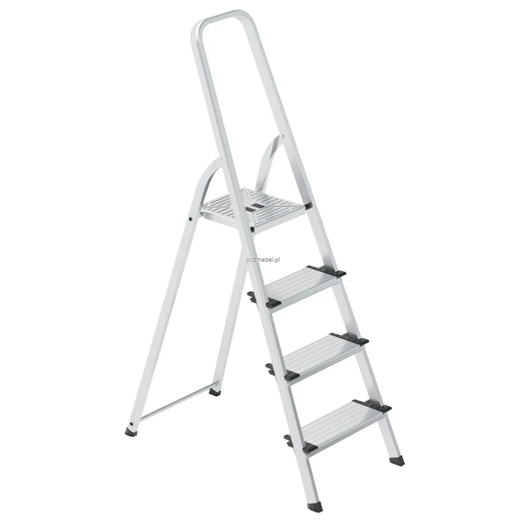 Drabina aluminiowa SMART COMFORT PLUS BS-DA4 4-stopniowa 150 kg – szerokie stopnie 13 cm
