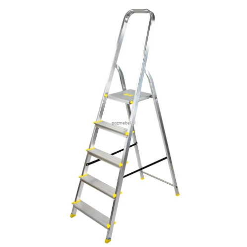 Drabina aluminiowa 5-stopniowa BS-DA5 150 kg z półką gratis Bayersystem