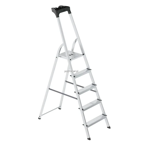 Drabina aluminiowa 5-stopniowa SMART COMPACT BS-DA5 ze zintegrowaną półką 150 kg Bayersystem