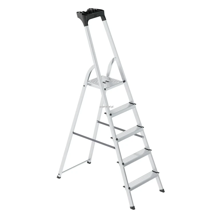 Drabina aluminiowa 5-stopniowa SMART COMPACT BS-DA5 ze zintegrowaną półką 150 kg Bayersystem