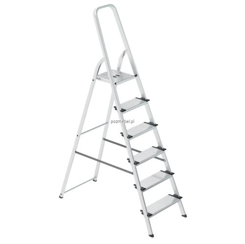 Drabina aluminiowa 6-stopniowa SMART COMFORT PLUS BS-DA6 150 kg – szerokie stopnie 13 cm