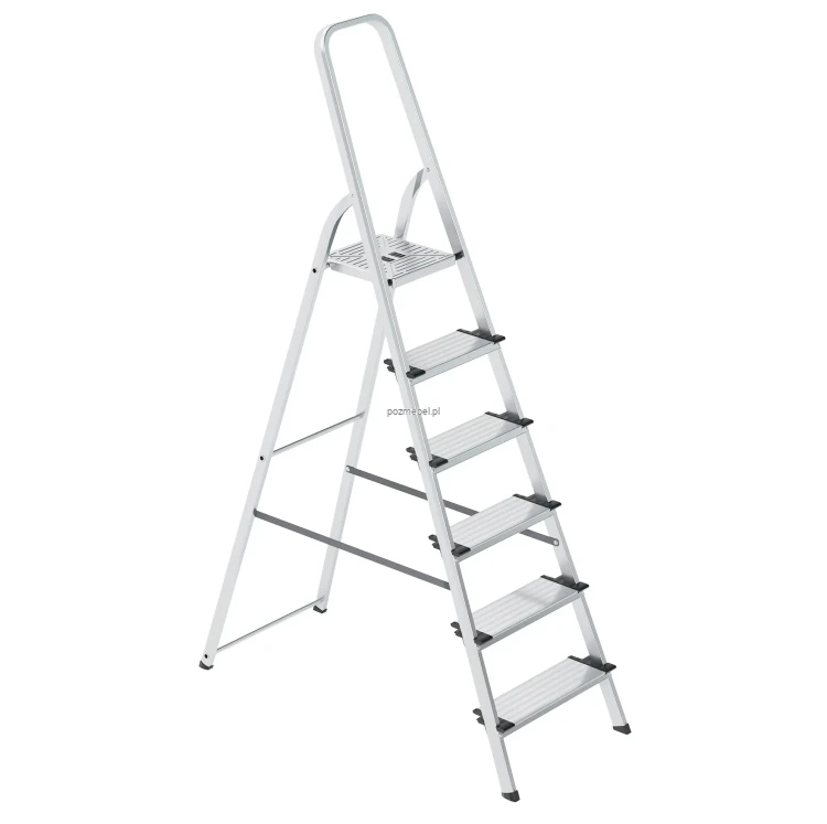 Drabina aluminiowa 6-stopniowa SMART COMFORT PLUS BS-DA6 150 kg – szerokie stopnie 13 cm