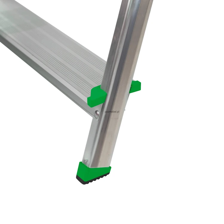 Drabina aluminiowa BS-DA6 6-stopniowa 150 kg – zielone elementy Bayersystem - stopka lewa