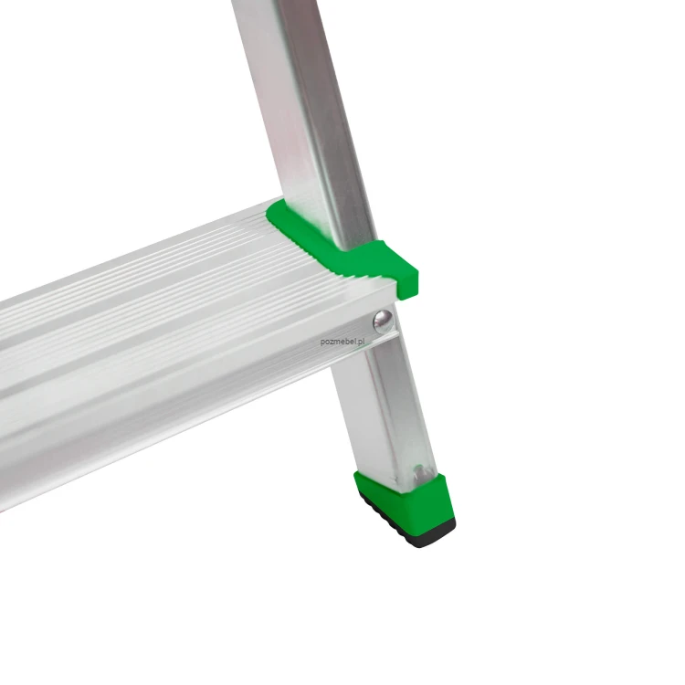 Drabina aluminiowa BS-DA6 6-stopniowa 150 kg – zielone elementy Bayersystem -stopka prawa