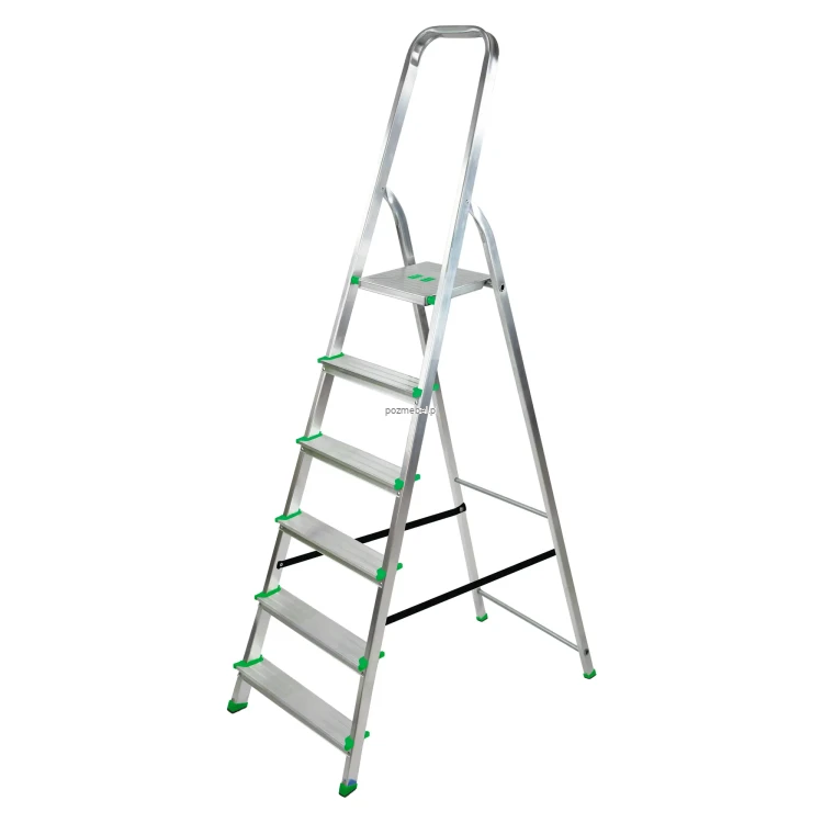 Drabina aluminiowa BS-DA6 6-stopniowa 150 kg – zielone elementy Bayersystem