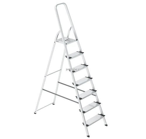 Drabina aluminiowa 7-stopniowa SMART COMFORT PLUS BS-DA7 150 kg – szerokie stopnie 13 cm