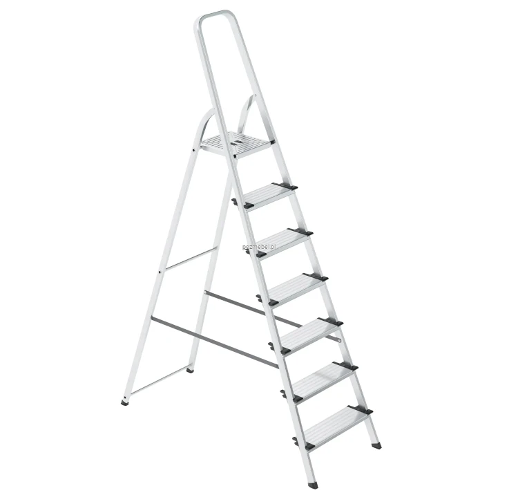 Drabina aluminiowa 7-stopniowa SMART COMFORT PLUS BS-DA7 150 kg – szerokie stopnie 13 cm