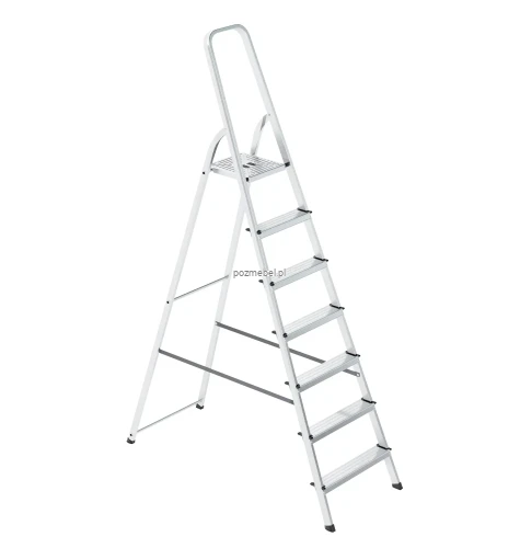 Drabina aluminiowa 7-stopniowa SMART COMFORT BS-DA7 150 kg z tłoczonym podestem