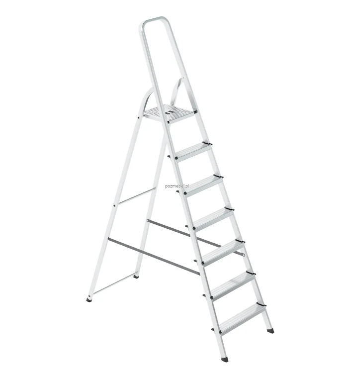 Drabina aluminiowa 7-stopniowa SMART COMFORT BS-DA7 150 kg z tłoczonym podestem