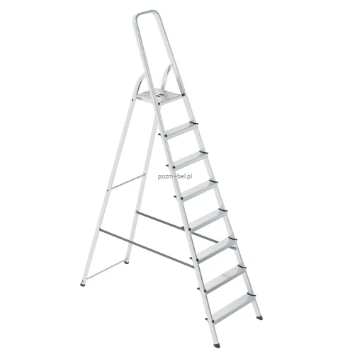 Drabina aluminiowa 8-stopniowa SMART COMFORT BS-DA8 150 kg z tłoczonym podestem