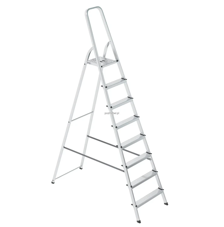 Drabina aluminiowa 8-stopniowa SMART COMFORT BS-DA8 150 kg z tłoczonym podestem