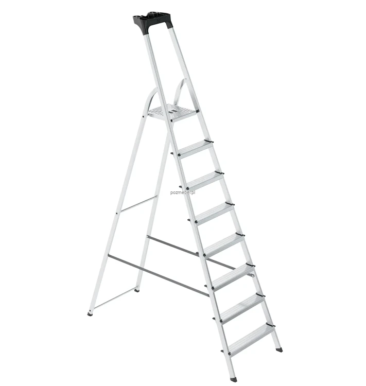 Drabina aluminiowa 8-stopniowa SMART COMPACT BS-DA8 ze zintegrowaną półką 150 kg-skos.webp