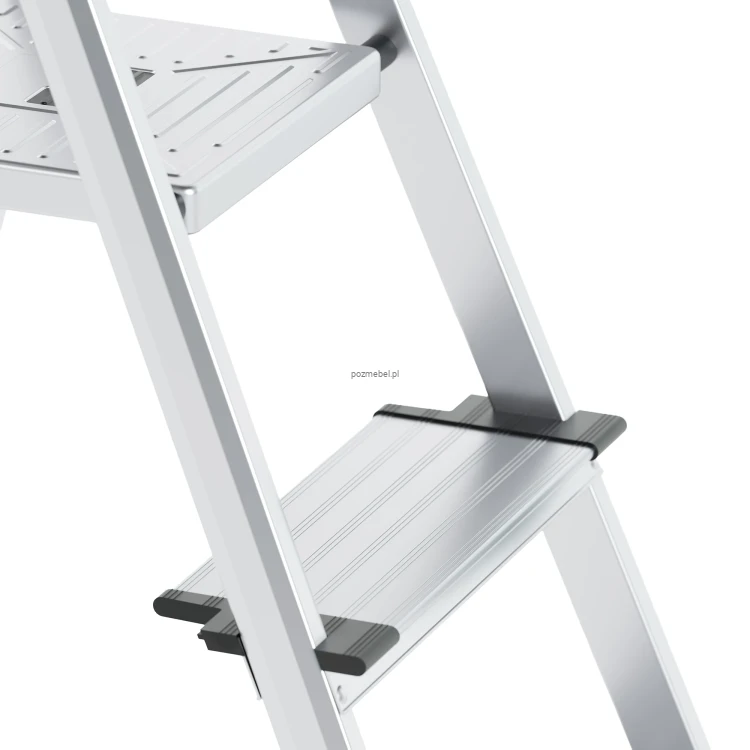 Drabina aluminiowa 8-stopniowa SMART COMPACT PLUS BS-DA8 z półką i szerokimi stopniami 150 kg - stopnie