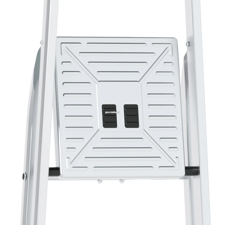 Drabina aluminiowa 8-stopniowa SMART COMPACT PLUS BS-DA8 z półką i szerokimi stopniami 150 kg - podest przód