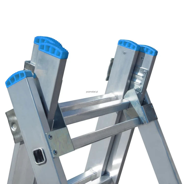 Drabina aluminiowa wielofunkcyjna BS-DW 3x6 150 kg – niebieskie elementy Bayersystem