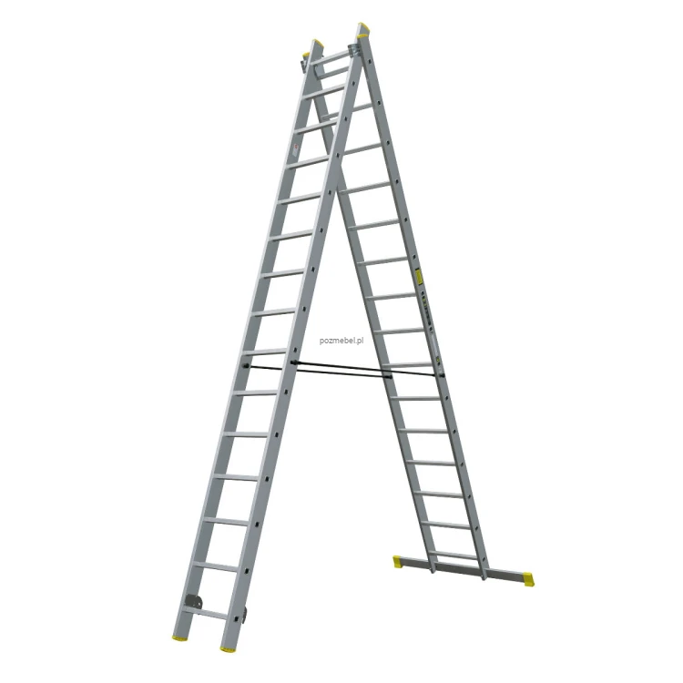 Drabina aluminiowa przemysłowa dwustronna BS-DW 2x15 150 kg Bayersystem-rozstawiona-na-litere-A.jpg