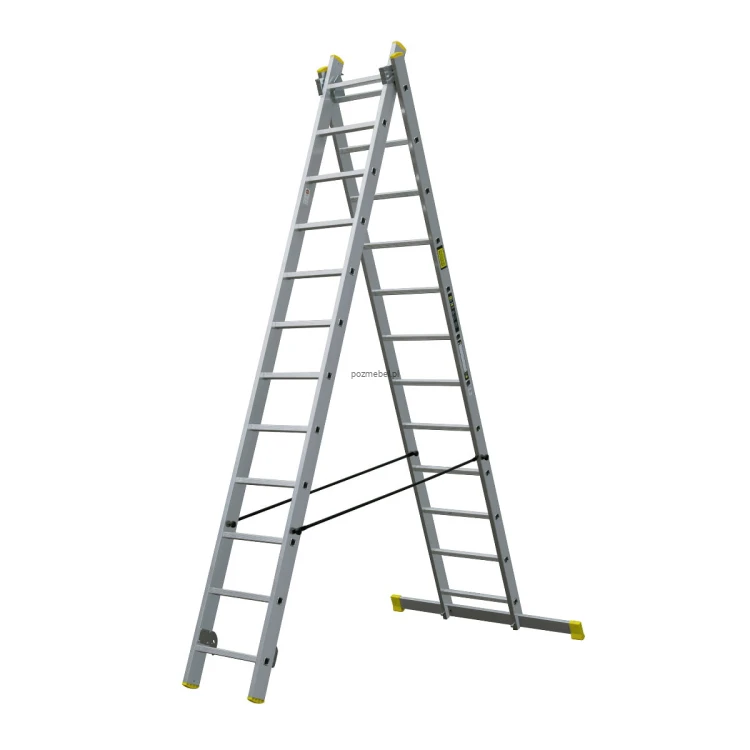 Drabina aluminiowa przemysłowa dwustronna BS-DW 2x12 150 kg Bayersystem-rozlozona-na-litere-A.jpg