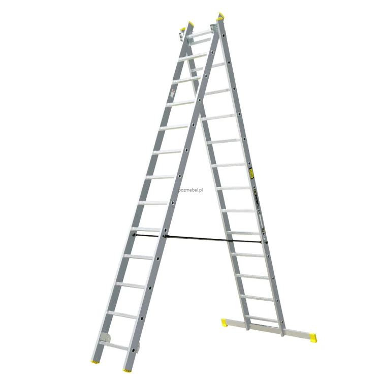 Drabina aluminiowa przemysłowa dwustronna BS-DW 2x13 150 kg Bayersystem-rozlozona-na-litere-A.jpg