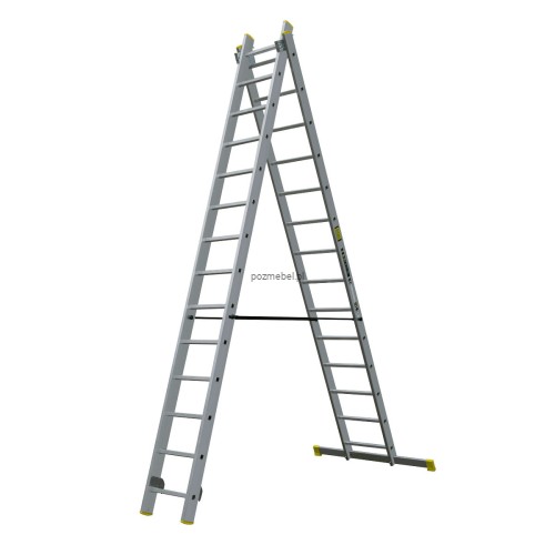 Drabina aluminiowa przemysłowa dwustronna BS-DW 2x14 150 kg Bayersystem-rozlozona-na-litere-A.jpg