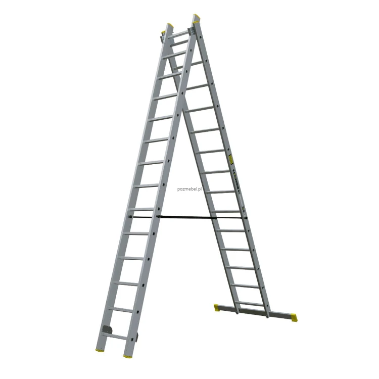 Drabina aluminiowa przemysłowa dwustronna BS-DW 2x14 150 kg Bayersystem-rozlozona-na-litere-A.jpg