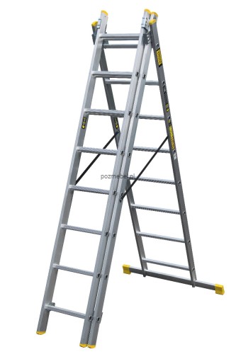Drabina aluminiowa przemysłowa wielofunkcyjna BS-DW 3x8 150 kg Bayersystem-rozstawiona-na-litere-A.jpg