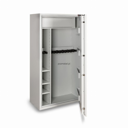 Wnętrze sejfu Konsmetal MLB 150D/10+4 z uchwytami na 14 sztuk broni długiej