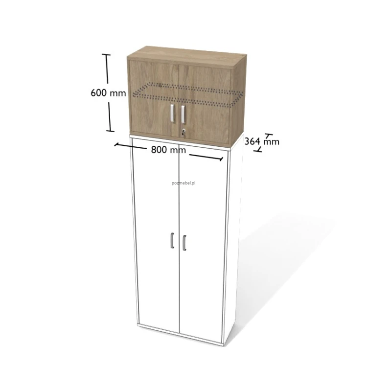 Nadstawka biurowa zamykana Nt1 – nadstawka na regał z zamkiem 800 × 364 × 600 mm