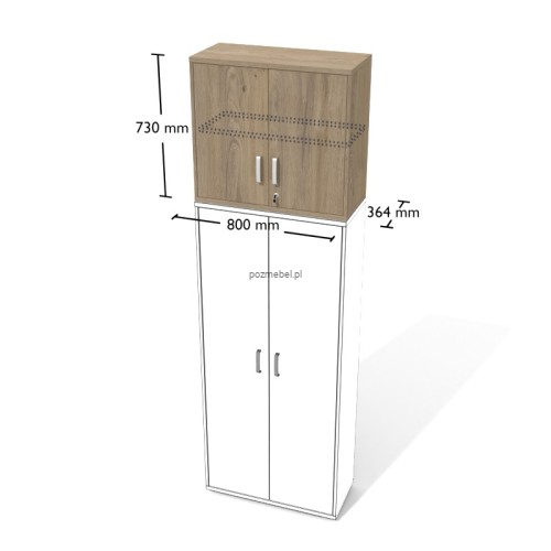 Wysoka nadstawka biurowa Nt1s zamykana – nadstawka na regał 800 × 364 × 730 mm