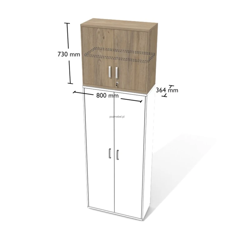 Wysoka nadstawka biurowa Nt1s zamykana – nadstawka na regał 800 × 364 × 730 mm