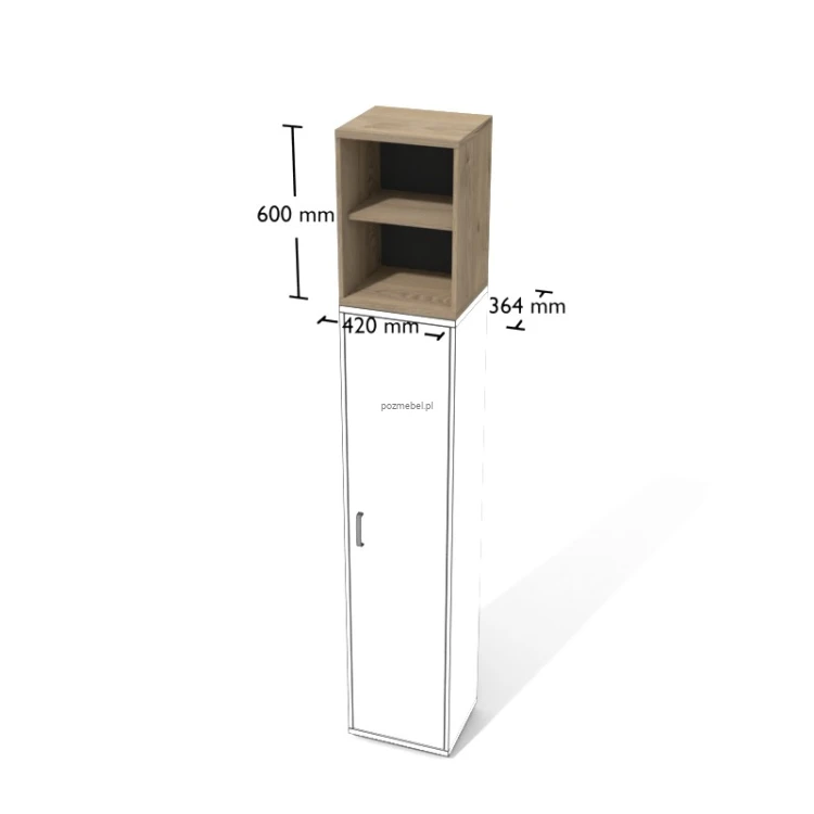 Wąska nadstawka biurowa Nt3 otwarta – nadstawka na regał 420 × 364 × 600 mm