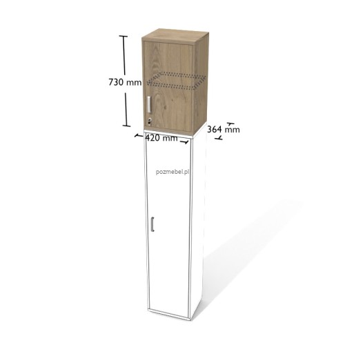 Wąska nadstawka biurowa Nt3D L/P zamykana – nadstawka na regał 420 × 364 × 600 mm